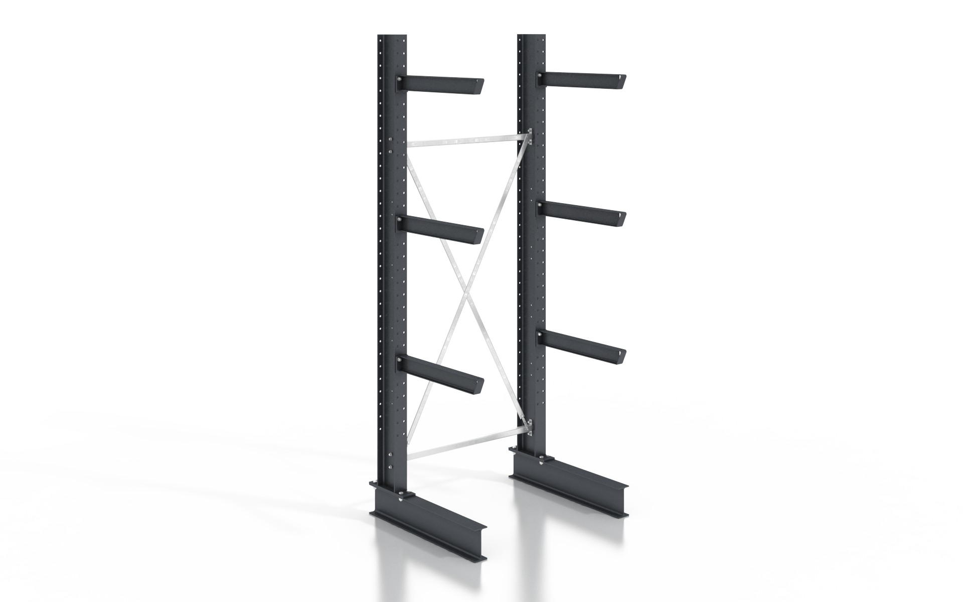 Kragarmregal einseitig 1,28 m – 255 cm | 80 cm Nutztiefe | 500 kg pro Arm | BLT